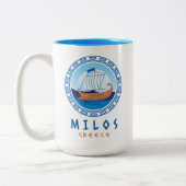 Milos, Griekenland Grieks scheepsontwerp Tweekleurige Koffiemok (Links)