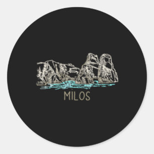 Milos Griekenland Hand getrokken Ronde Sticker
