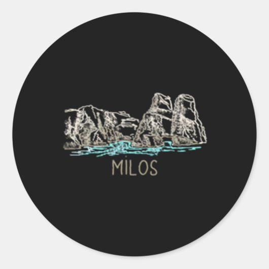 Milos Griekenland Hand getrokken Ronde Sticker (Voorkant)