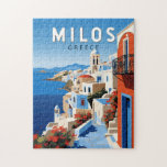 Milos Griekenland Reizen Kunst Vintage Legpuzzel<br><div class="desc">Milos retro vector reisontwerp. Milos of Melos is een vulkanisch Grieks eiland in het Egeïsch Zee,  net ten noorden van het Zee Kreta.</div>