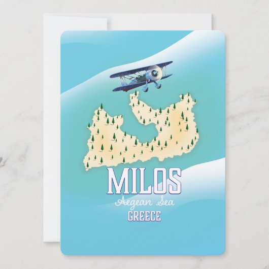 Milos, Grieks eiland Kaart reisposter kunst. (Voorkant)