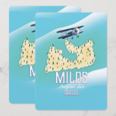 Milos, Grieks eiland Kaart reisposter kunst. (Voorkant / Achterkant)