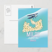 Milos, Grieks eiland Kaart reisposter kunst. (Voorkant / Achterkant)