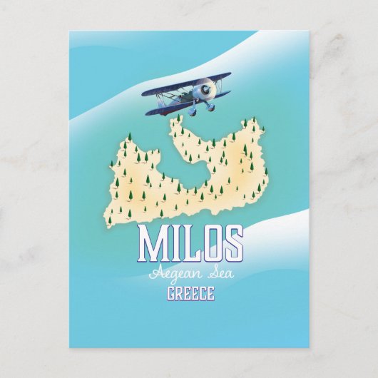 Milos, Grieks eiland Kaart reisposter kunst. (Voorkant)