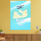 Milos, Grieks eiland Kaart reisposter kunst. Canvas Afdruk (Insitu (Woonkamer))