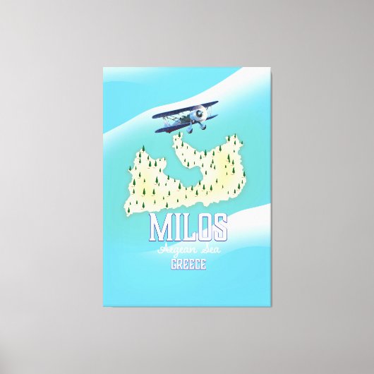 Milos, Grieks eiland Kaart reisposter kunst. Canvas Afdruk (Voorkant)