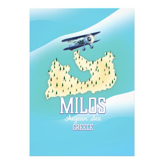Milos, Grieks eiland Kaart reisposter kunst. Foto Afdruk (Voorkant)