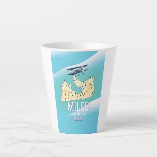 Milos, Grieks eiland Kaart reisposter kunst. Latte Mok (Voorkant)