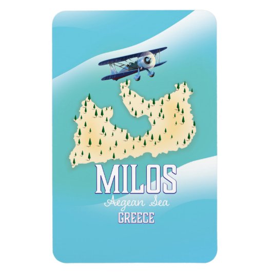Milos, Grieks eiland Kaart reisposter kunst. Magneet (Verticaal)