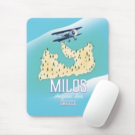 Milos, Grieks eiland Kaart reisposter kunst. Muismat (Met muis)