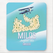 Milos, Grieks eiland Kaart reisposter kunst. Muismat (Voorkant)