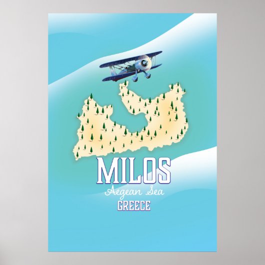 Milos, Grieks eiland Kaart reisposter kunst. Poster (Voorkant)