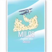 Milos, Grieks eiland Kaart reisposter kunst. Sticker (Voorkant)