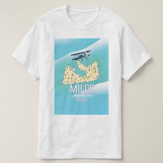 Milos, Grieks eiland Kaart reisposter kunst. T-shirt (Design voorkant)