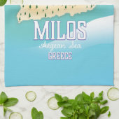 Milos, Grieks eiland Kaart reisposter kunst. Theedoek (Gevouwen)