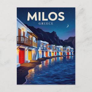 Milos Klima 's Nachts Griekenland Briefkaart