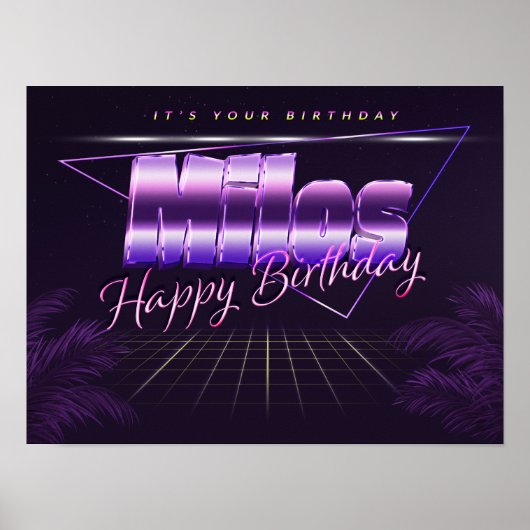 Milos Name Vorname retro Poster Geburtstag (Voorkant)