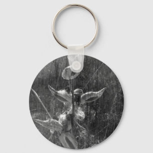 Milroed Black en White Grunge Sleutelhanger