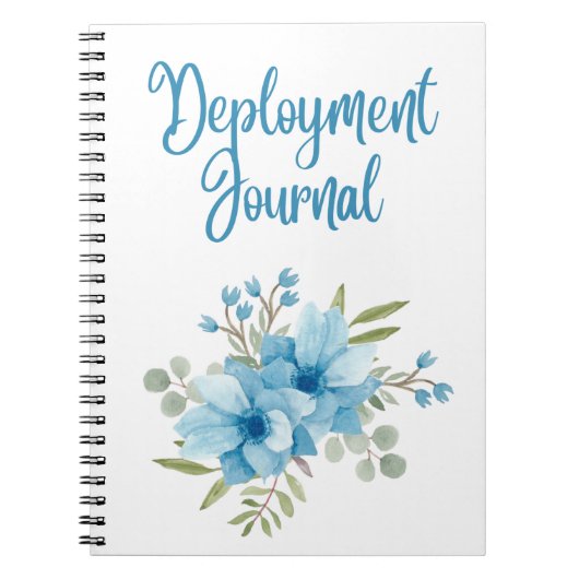 MilSpouse Deployment Journal met blauwe bloemen Notitieboek (Voorkant)