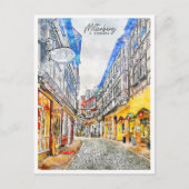 Miltenberg Duitsland vintage reizen waterverf Briefkaart (Voorkant)