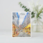 Miltenberg Duitsland vintage reizen waterverf Briefkaart (Staand voorkant)