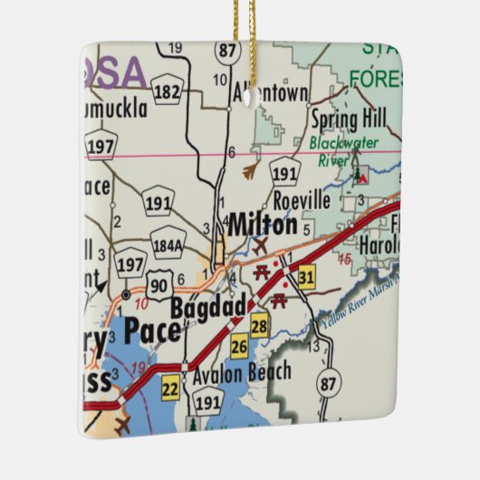 Milton Florida Map Keramisch Ornament (Rechts)