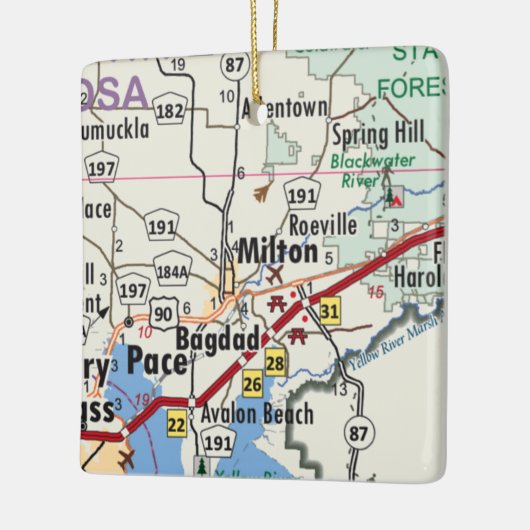 Milton Florida Map Keramisch Ornament (Links)