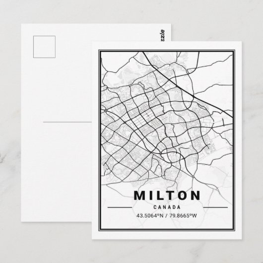Milton Ontario Canada Travel City Map Briefkaart (Voorkant / Achterkant)
