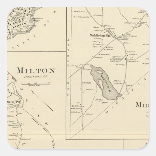 Milton, Strafford Co. Vierkante Sticker (Voorkant)