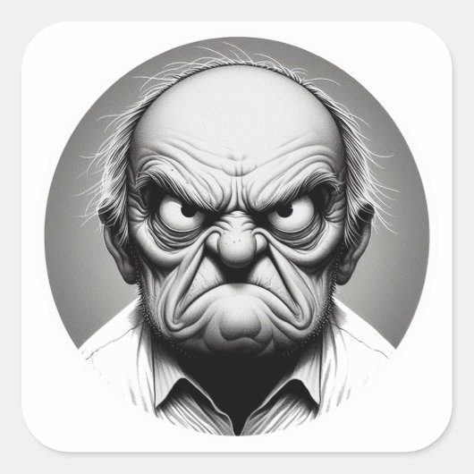 "Milton the Angry Old Man" Vierkante Sticker (Voorkant)