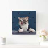 Milu Cat Vierkante Klok (Huis)