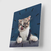 Milu Cat Vierkante Klok (Hoek)