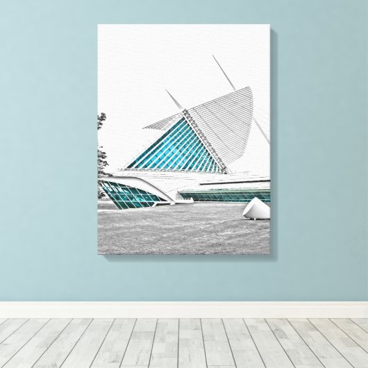 Milwaukee Art Museum 7 Canvas Print (Insitu (Houten vloer))