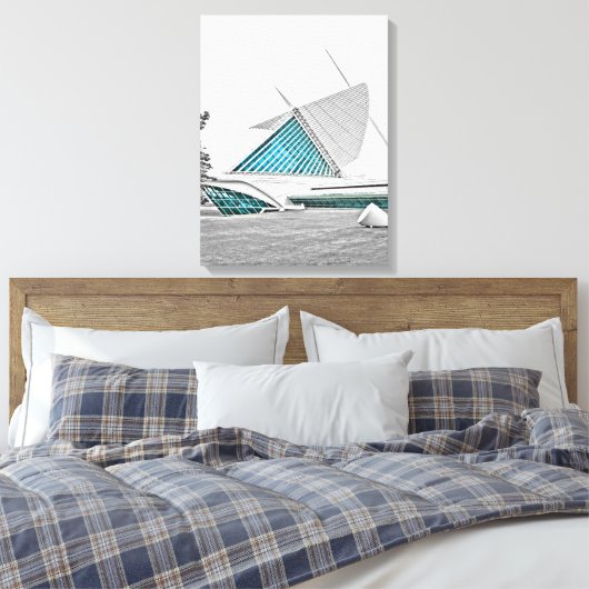 Milwaukee Art Museum 7 Canvas Print (Insitu (Slaapkamer))