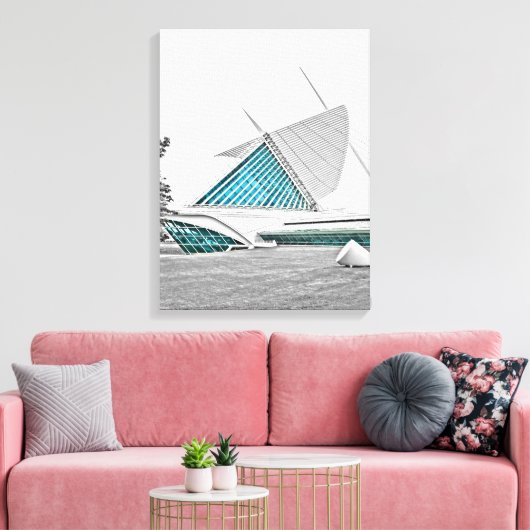 Milwaukee Art Museum 7 Canvas Print (Insitu (Woonkamer))