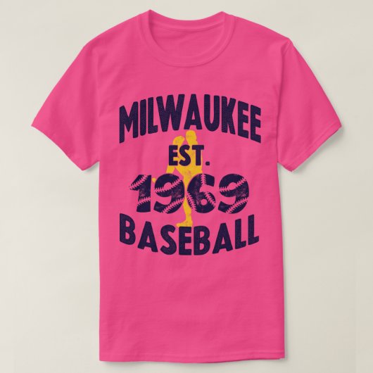 Milwaukee Baseball EST 1969 Baseball Pitcher Vinta T-shirt (Design voorkant)