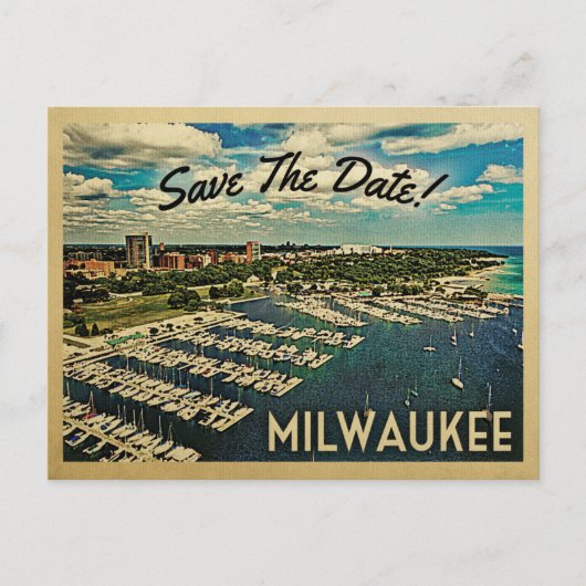 Milwaukee bewaart de datum Briefkaart Wisconsin (Voorkant)