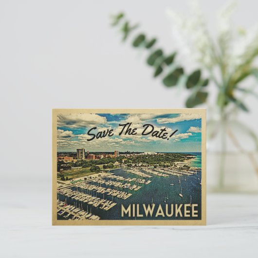 Milwaukee bewaart de datum  Briefkaart Wisconsin (Staand voorkant)