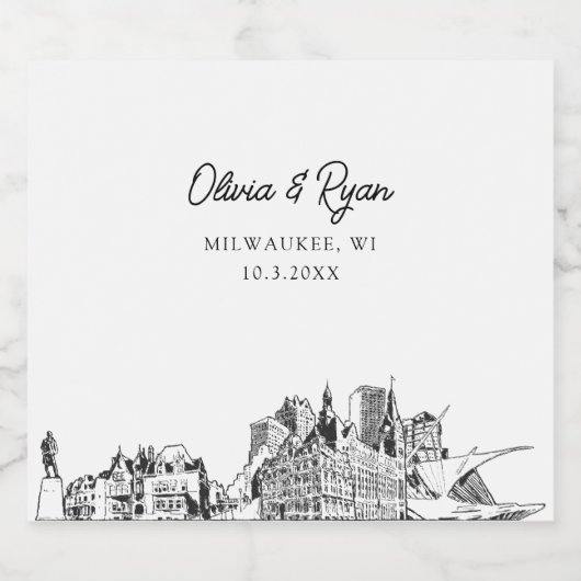 Milwaukee Bruiloft Champagne Label Sparkling Wijnetiket (Enkel label)