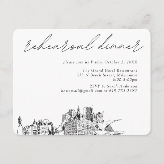 Milwaukee Bruiloft Elegant repetitie diner Informatiekaartje (Voorkant)
