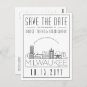 Milwaukee bruiloft | Gestileerde skyline De datum  Briefkaart (Voorkant / Achterkant)
