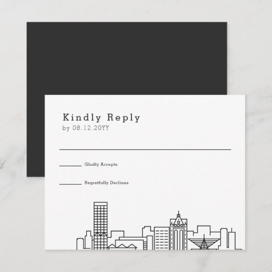 Milwaukee bruiloft | Gestileerde Skyline RSVP (Voorkant / Achterkant)