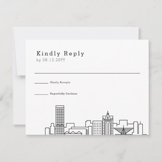 Milwaukee bruiloft | Gestileerde Skyline RSVP Kaartje (Voorkant)