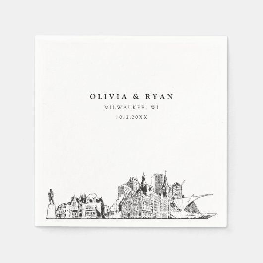 Milwaukee Bruiloft Minimalistisch Papier Servet (Voorkant)