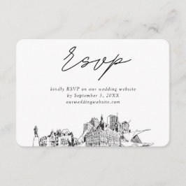 Milwaukee Bruiloft Minimalistische Schets RSVP Informatiekaartje