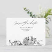 Milwaukee Bruiloft Modern Save the Date Kaart (Staand voorkant)