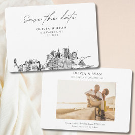 Milwaukee Bruiloft Modern Save the Date Kaart