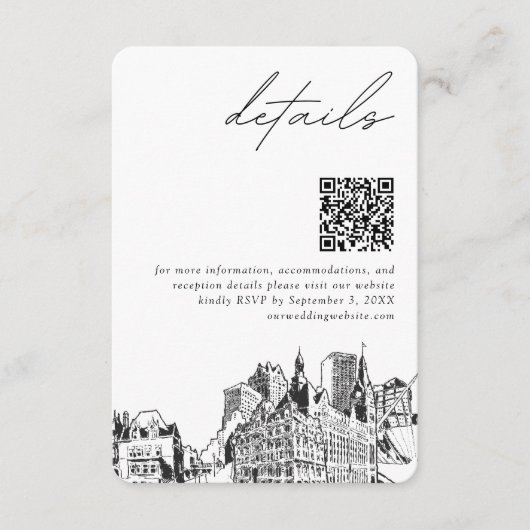 Milwaukee Bruiloft Moderne Details QR Code Informatiekaartje (Voorkant)