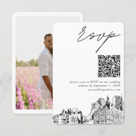 Milwaukee Bruiloft Moderne RSVP QR Code Informatiekaartje
