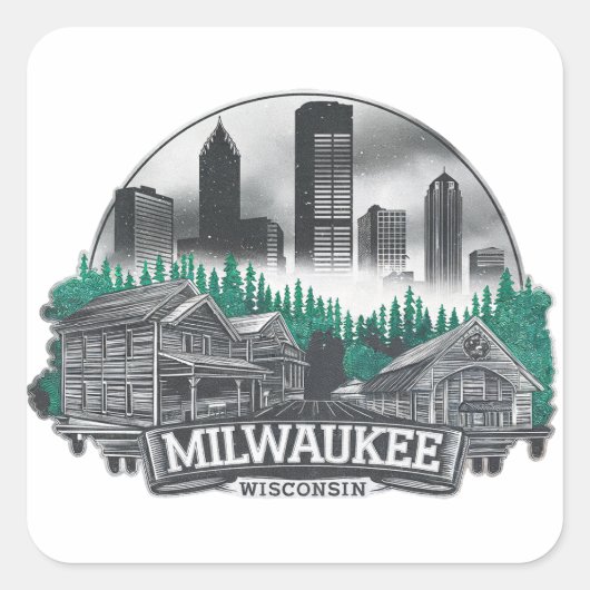 Milwaukee City Wisconsin Verenigde Staten Vierkante Sticker (Voorkant)